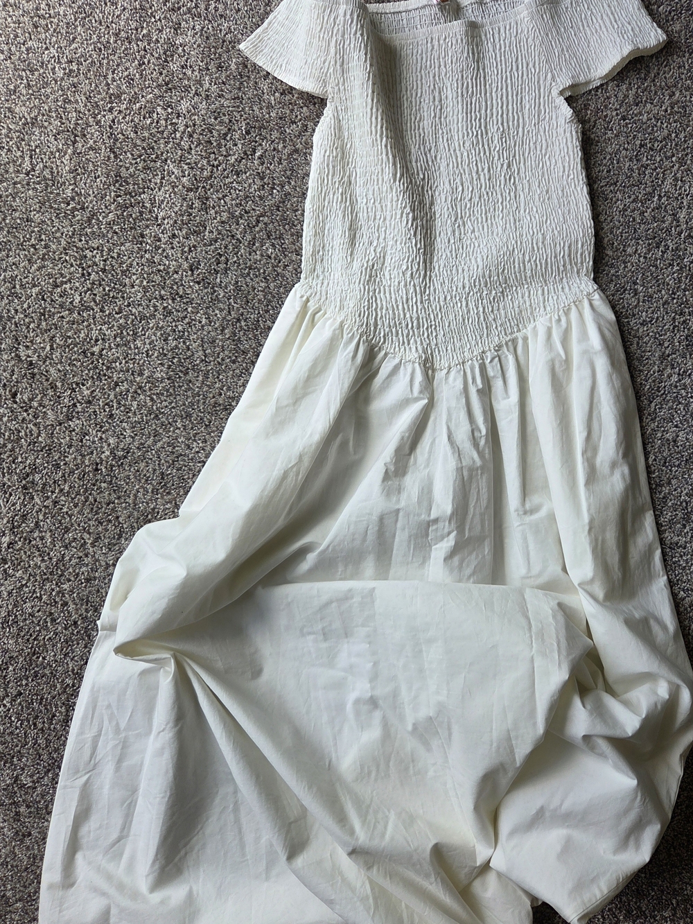 Free People Ivory Smocked Dress